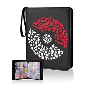 9-pockets card binder compatible with pokemon, othran card holder binder 900 pockets, trading card binder with removable sleeves and zipper for kids organized