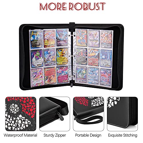 9-Pockets Card Binder Compatible with Pokemon, Othran Card Holder Binder 900 Pockets, Trading Card Binder with Removable Sleeves and Zipper for Kids Organized