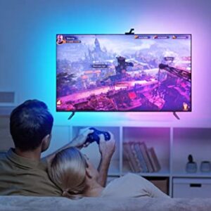 TV LED Backlights with Camera, Wi-Fi TV Backlights for 55-65 inch TVs PC, Compatible with Alexa & Google Assistant, App Control, Music Sync TV Lights, Adapter