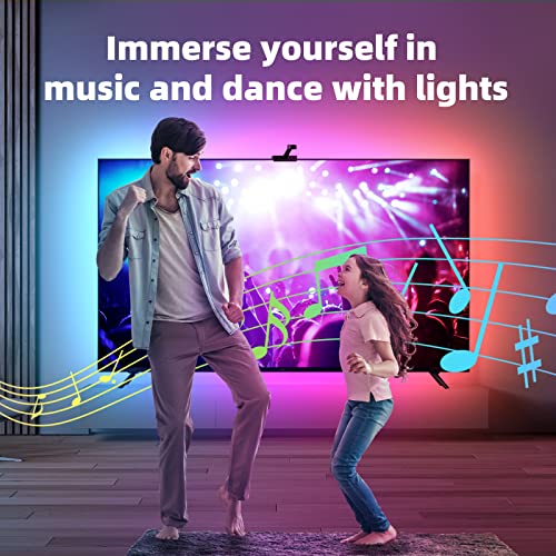 TV LED Backlights with Camera, Wi-Fi TV Backlights for 55-65 inch TVs PC, Compatible with Alexa & Google Assistant, App Control, Music Sync TV Lights, Adapter