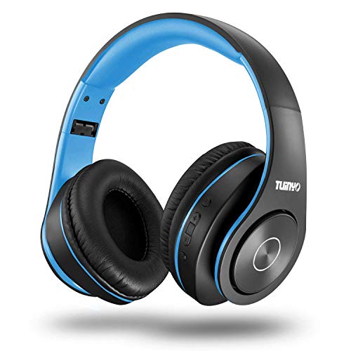 TUINYO Bluetooth Headphones Wireless, Over Ear Stereo Wireless Headset 35H Playtime with deep bass, Soft Memory-Protein Earmuffs, Built-in Mic Wired Mode PC/Cell Phones/TV