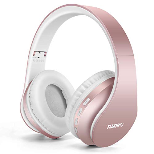 TUINYO Bluetooth Headphones Wireless, Over Ear Stereo Wireless Headset 35H Playtime with deep bass, Soft Memory-Protein Earmuffs, Built-in Mic Wired Mode PC/Cell Phones/TV