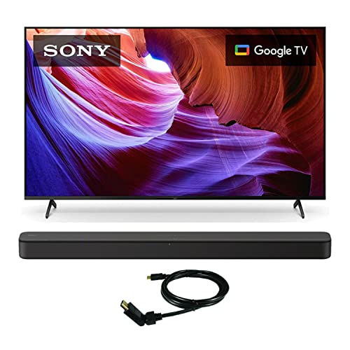 Sony KD55X85 55-Inch 4K Ultra HD TV with Smart Google TV and Dolby Vision HDR (2022 Model Year) HT-S100F Soundbar and 6-Feet 4K HDMI Cable Bundle (3 Items)