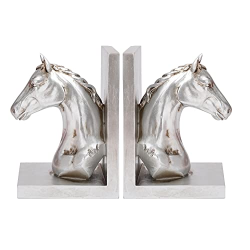 Aivorin Silver Book End Horse Shape Bookends Shelf Book Stopper Holder, 1 Pair/2 Pcs