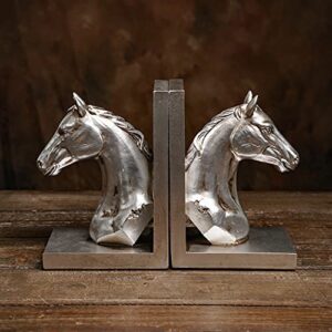 Aivorin Silver Book End Horse Shape Bookends Shelf Book Stopper Holder, 1 Pair/2 Pcs