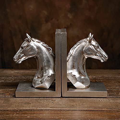 Aivorin Silver Book End Horse Shape Bookends Shelf Book Stopper Holder, 1 Pair/2 Pcs