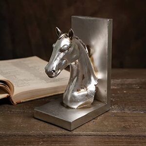 Aivorin Silver Book End Horse Shape Bookends Shelf Book Stopper Holder, 1 Pair/2 Pcs