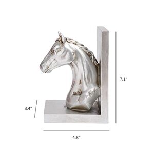 Aivorin Silver Book End Horse Shape Bookends Shelf Book Stopper Holder, 1 Pair/2 Pcs