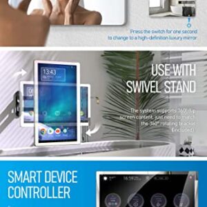 IP66 Waterproof Touch Screen Mirror TV for Bathroom Shower With Swivel Bracket For Wall Mount, Support 360° Rotation 500 nits High Brightness Full HD 1080P LED Built-in Android OS WiFi/LAN/USB/BT/HDMI