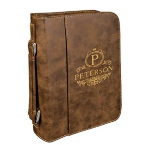 personalized large leatherette book/bible cover with handle and zipper | custom book/bible cover | personalized laser engraved