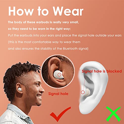 Xmenha Invisible Sleep Earbuds Wireless Smallest Lightest Tiny Noise Cancelling Ear Buds for Sleeping Quiet-Comfort Mini Sleepbuds Bluetooth 5.3 Hidden Headphones for Side Sleepers/Work