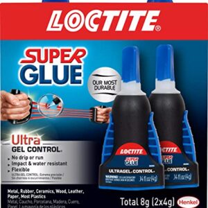 Loctite Super Glue Ultra Gel Control, Clear Superglue for Plastic, Wood, Metal, Crafts, & Repair, Cyanoacrylate Adhesive Instant Glue, Quick Dry - 0.14 fl oz Bottle, Pack of 2