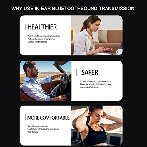 True Bone Conduction Concept Bluetooth Headset - Does Not Enter The Ear - Lightweight Body Design - Waterproof - for Sports Running Workout (Black)