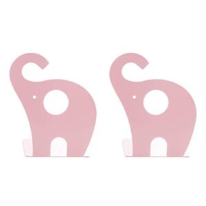 besportble 2pcs kids nonskid bookends heavy duty bookends elephant shaped decorative book stopper book organizer for shelves (pink)