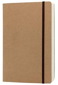 cooleathor a5 blank notebook – 5.8 x 8.25 inches hard kraft cover sketch book with elastic closure, 80 sheets / 160 pages, thick 100gsm paper, great for sketching, writing and journal refill