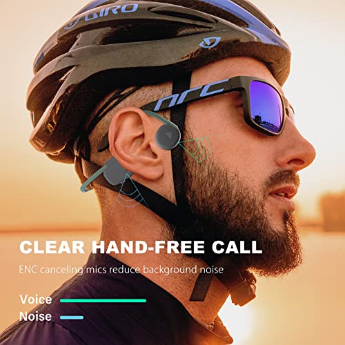 Bone Conduction Headphones with Noise Cancelling MIC for Clear Calls, IPX6 Waterproof Open-Ear Bluetooth Wireless Headset for Calling, Running, Bicycling, Hiking (Green)