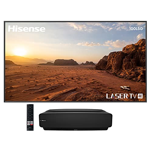 Hisense 100L5G-DLT100B 4K UHD Ultra-Short Throw Laser TV 100" High Gain ALR Screen, 2700 lumens, Compatible with Dolby Atmos, Google Assistant and Chromecast Built-in, Compatible with Alexa