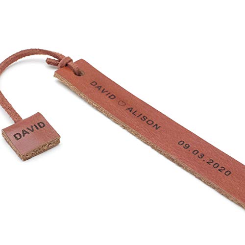 Personalized Leather Bookmark, Custom Engraved Bookmark Christmas Gift for Her Valentines Day Gift Wedding Favor