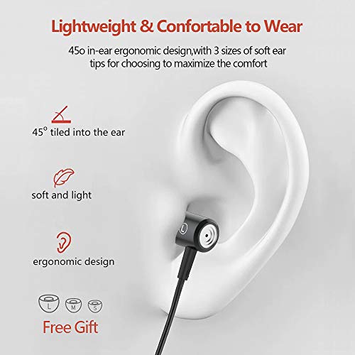 BACKWIN Wired in-Ear Headphones with Mic Volume Control Noise Cancelling Earbuds with Microphone Powerful Bass Earphones 3.5mm Jack for iOS Android Smartphones (Black)