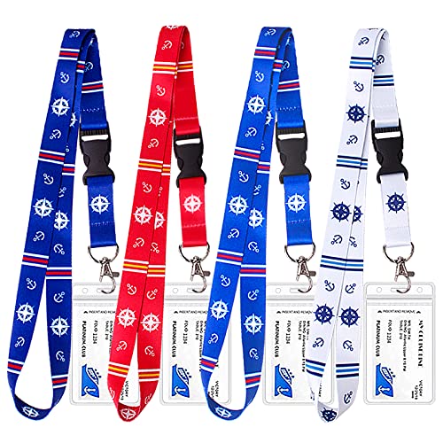 Cruise Lanyard for Ship Cards,4 Pack Cruise Lanyard with Waterproof Id Badge Holder for All Cruises Ships Key Cards & Must Have Accessories