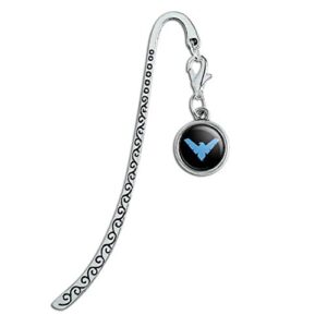 batman nightwing logo metal bookmark page marker with charm
