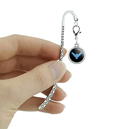 Batman Nightwing Logo Metal Bookmark Page Marker with Charm