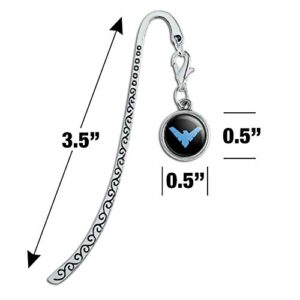 Batman Nightwing Logo Metal Bookmark Page Marker with Charm