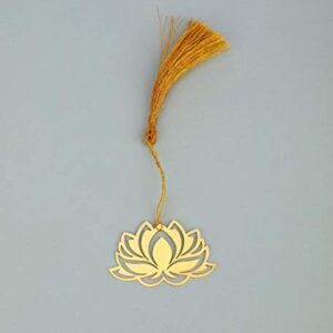 ADORAA's Floral Lotus Golden Brass Metal Bookmark with Golden Tassel - Perfect Gift for Friends & Family