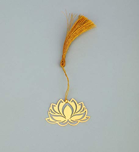 ADORAA's Floral Lotus Golden Brass Metal Bookmark with Golden Tassel - Perfect Gift for Friends & Family