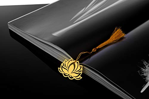 ADORAA's Floral Lotus Golden Brass Metal Bookmark with Golden Tassel - Perfect Gift for Friends & Family