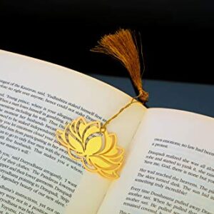 ADORAA's Floral Lotus Golden Brass Metal Bookmark with Golden Tassel - Perfect Gift for Friends & Family