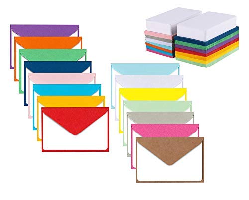 Colorful Envelopes with Blank Flat White Cards 5" x 7" Assorted Colors 105 Pack Card Making Supplies for Birthday, Graduation, Baby Shower