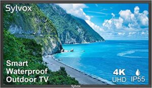 sylvox 43″ outdoor tv, waterproof 4k ultra hd hdr smart tv with bluetooth wifi function for partial sunshine areas(2022, deck series)