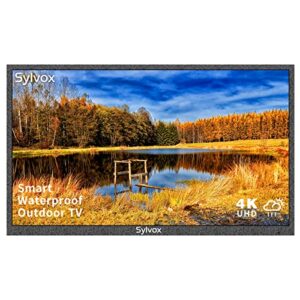 sylvox 43 inch outdoor tv, smart tv waterproof 4k led outdoor television with dual speakers, ultra-thin high resolution, support bluetooth & wi-fi, deck series suitable for partial sun areas