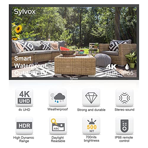 SYLVOX 55 inch TV, 4K Smart TV Support WiFi and Bluetooth (Deck Series, 2022)