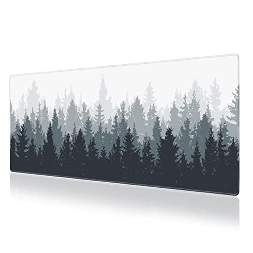 Galdas Gaming Mouse Pad Forest Background Pattern XXL XL Large Mouse Pad Mat Long Extended Mousepad Desk Pad Non-Slip Rubber Mice Pads Stitched Edges Thin Pad (31.5x11.8x0.12 Inch)-Tree