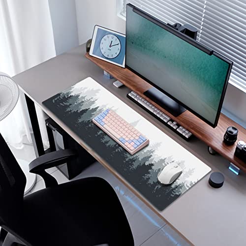 Galdas Gaming Mouse Pad Forest Background Pattern XXL XL Large Mouse Pad Mat Long Extended Mousepad Desk Pad Non-Slip Rubber Mice Pads Stitched Edges Thin Pad (31.5x11.8x0.12 Inch)-Tree