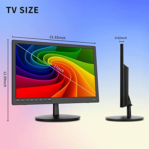 Jexiop 17inch LED TV,HD 1080P Small Widescreen TV with ATSC Digital Tuner,Built-in Speakers with HDMI,VGA,AV Input,USB Port,12 Volt TV Suitable for Caravan,Kitchen,Bedroom