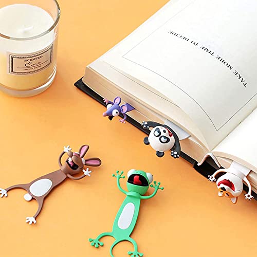 3D Cartoon Animal Bookmark Lovely Fun Cute Bookmarks PVC Animal Bookmark Squashed Animals Reading Bookmark Stationery Presents Party Favors Great Gift Ideal for Kids and Students - Gecko