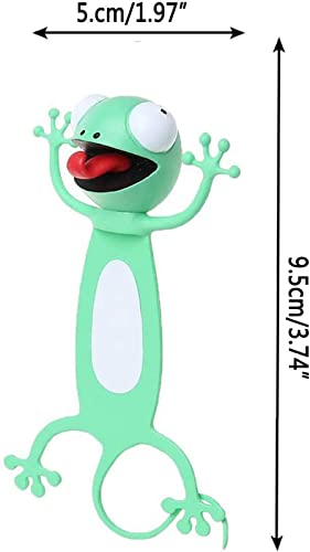 3D Cartoon Animal Bookmark Lovely Fun Cute Bookmarks PVC Animal Bookmark Squashed Animals Reading Bookmark Stationery Presents Party Favors Great Gift Ideal for Kids and Students - Gecko