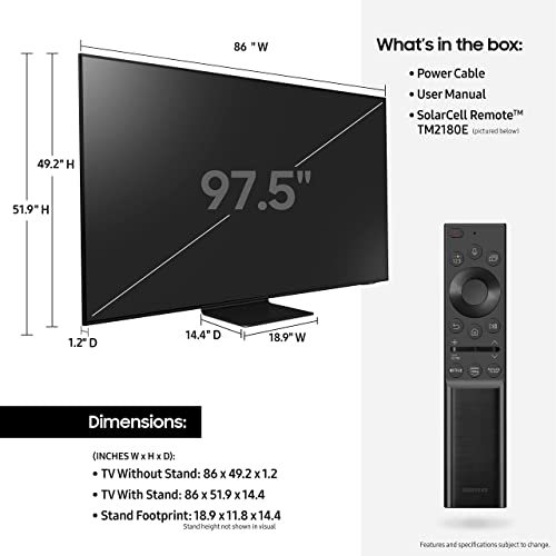 SAMSUNG 98-Inch Class Neo QLED QN90A Series - 4K UHD Quantum HDR 64x Smart TV with Alexa Built-in (QN98QN90AAFXZA, 2021 Model) (Renewed)