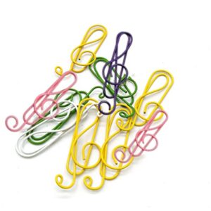 music multicoloured metal paper clips 6 colors, musical notes style fun paper clips cute, rainbow music paper clips for party invitation card desk bookmark office school notebook (50pcs)