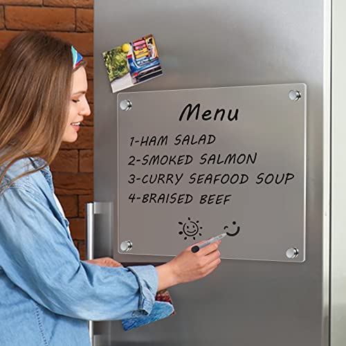 Acrylic Dry Erase Board for Refrigerator, 12x8 Inches Small Note Board for Fridge, Easy to Write and Clean Dry Erase Board for Reusable, Includes 2 Dry Erase Markers (Clear)