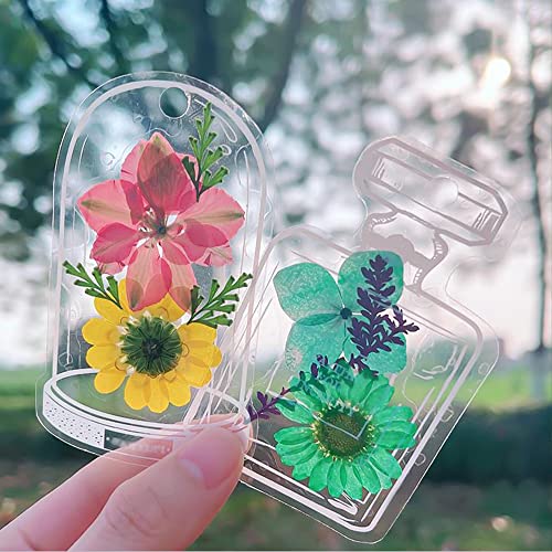 Dried Flower Bookmarks Set, Handmade DIY Transparent Pressed Flower Bookmarks, Natural Plant Bookmarks Flower Page for Women Girls Adults Kids Graduation (80pcs)