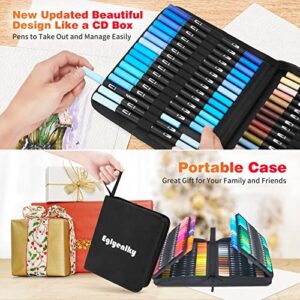 Eglyenlky Dual Brush Pens, Markers for Adult Coloring - 100 Colors Dual Tip Brush Pens with Fine Tip and Brush Tip for Adult Kids Drawing Lettering Calligraphy Sketching Christmas Gift (Black Set)