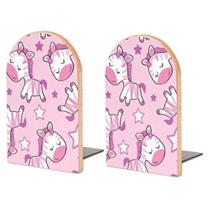 pack of 2 bookend unicorns pink non-slip book stand wooden bookshelf books holder for home desk office library