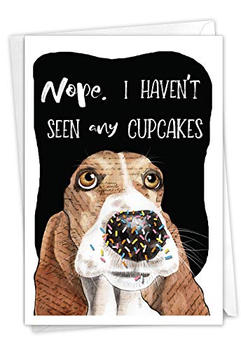 NobleWorks - 1 Funny Animal Birthday Card with Envelope - Cute Card for Birthdays - Dog Antics Sprinkle Nose C3639ABDG