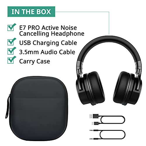 Qisebin E7 PRO Active Noise Cancelling Headphones Bluetooth Headphones with Microphone/Deep Bass Wireless Headphones Over Ear 30H Playtime for Travel Work TV Computer Cellphone