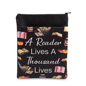 bnql book cover for book lovers book sleeve with zipper paperback book protector sleeve a reader lives a thousand lives gifts (a reader lives a thousand lives)