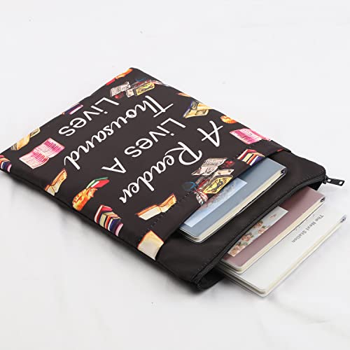 BNQL Book Cover for Book Lovers Book Sleeve with Zipper Paperback Book Protector Sleeve A Reader Lives a Thousand Lives Gifts (A Reader Lives a Thousand Lives)
